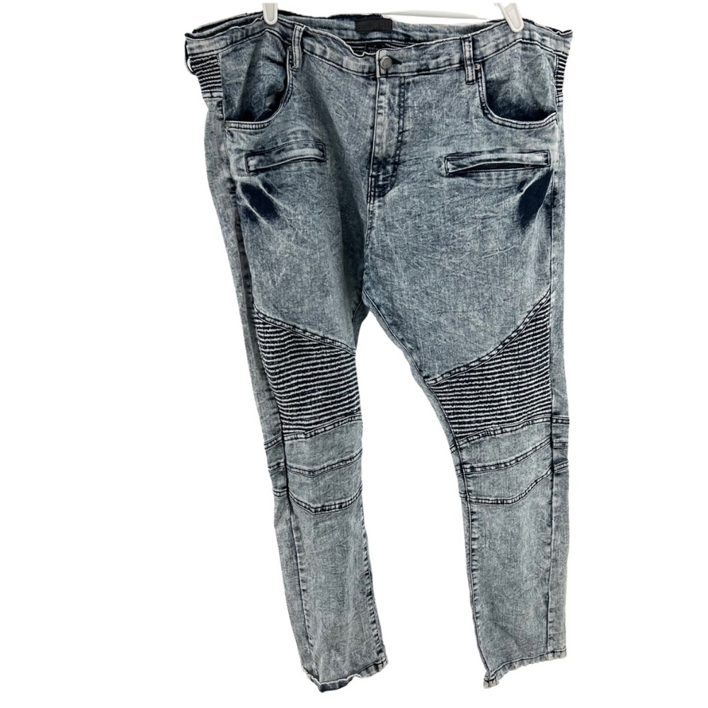 Steve’s Jeans 44x32 acid washed moto style stretch retro casual cotton denim